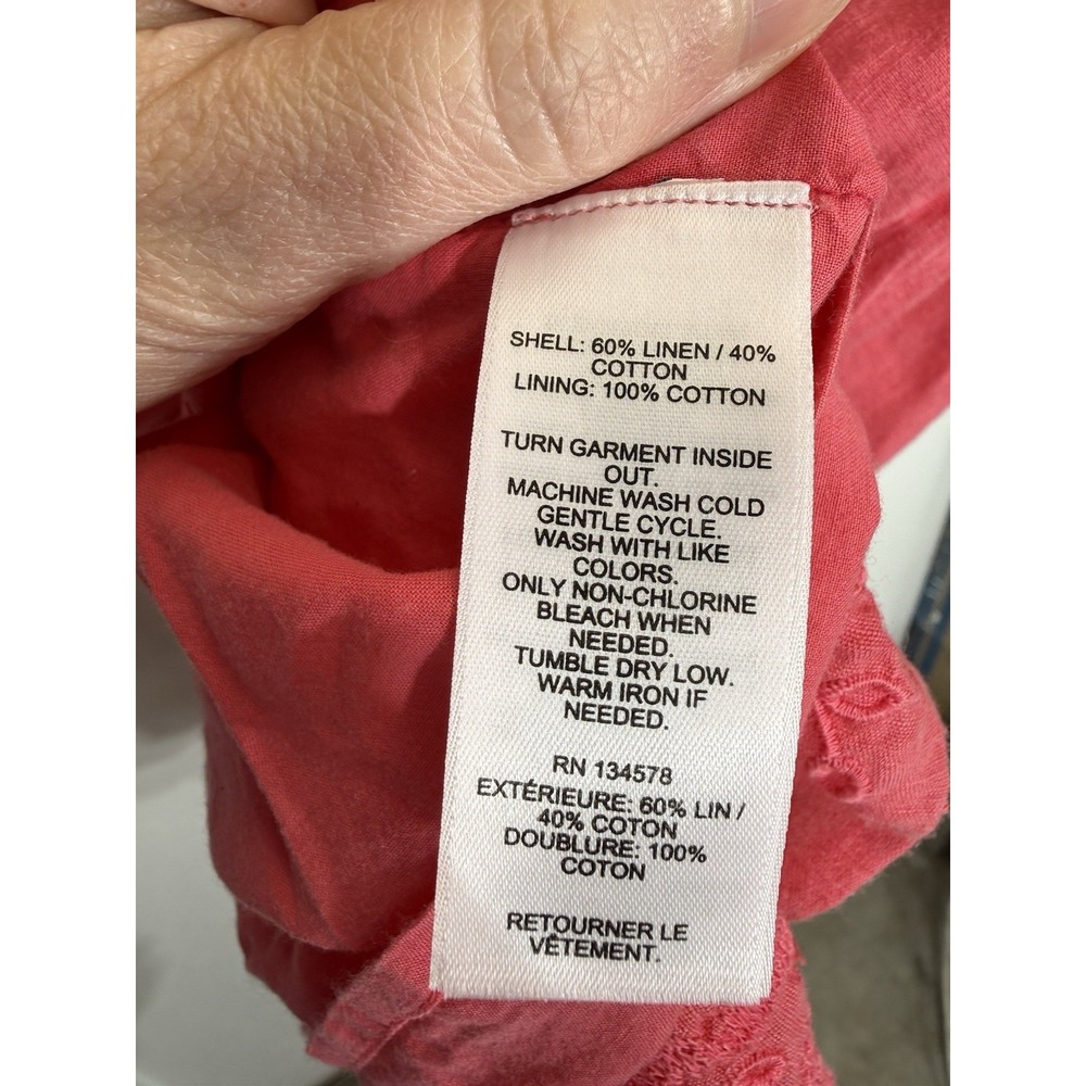 Vineyard Vines Paradise Pink Flutter Sleeve Linen Blend Dress Embroidered Size 8 - Picture 6 of 7
